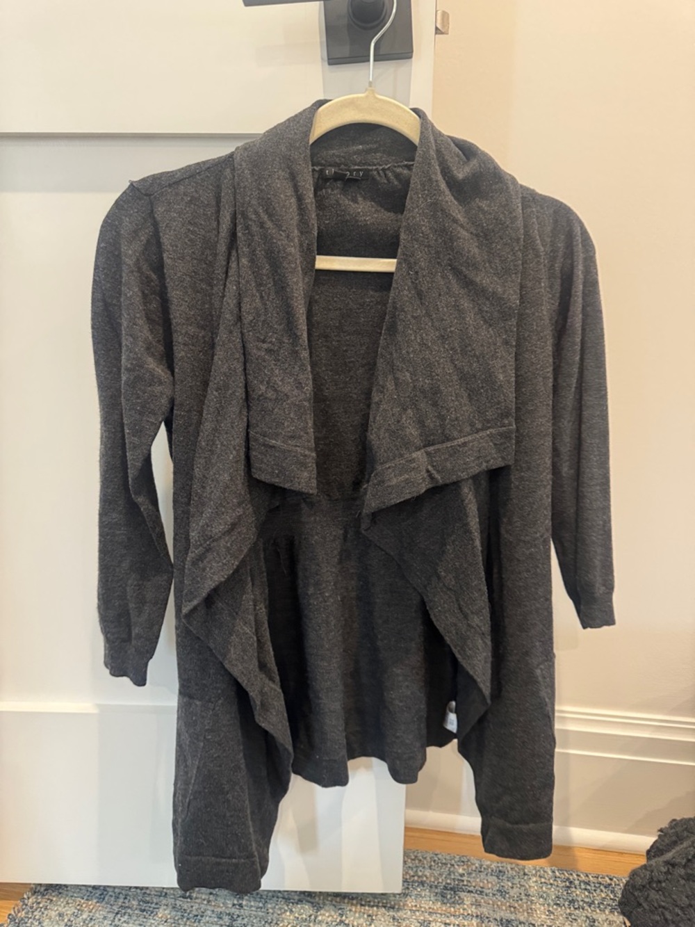 Theory Charcoal Draped Open-Front Cardigan
